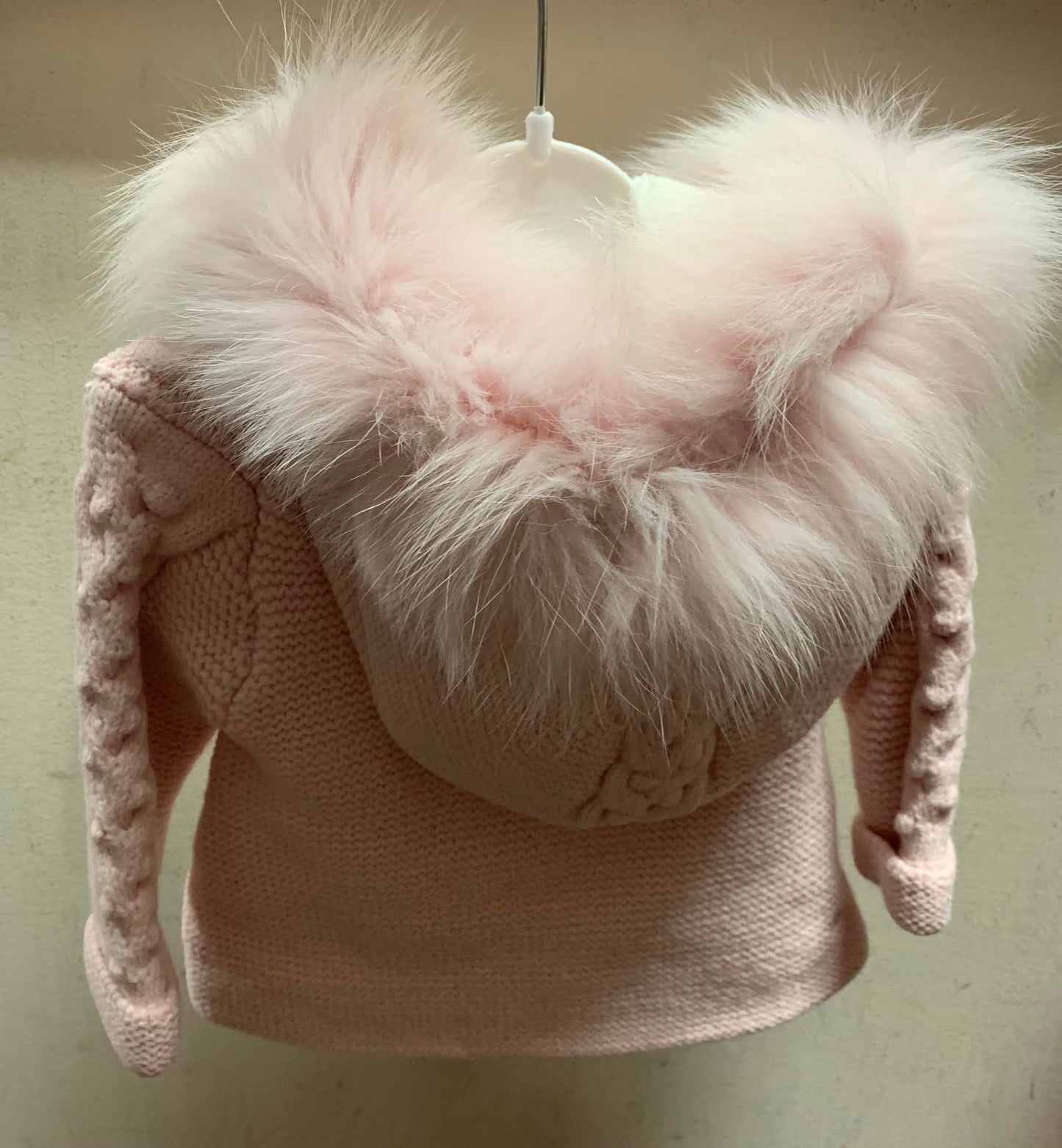 Pink Knit Fur Collar Coat/Leo King