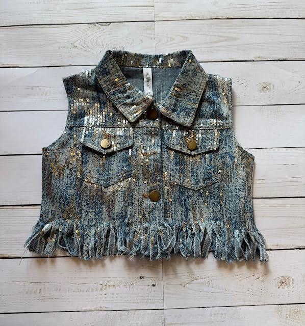 Sequin Denim Vest/ML Kids
