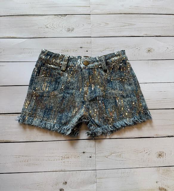 Sequin Denim Shorts/ML Kids
