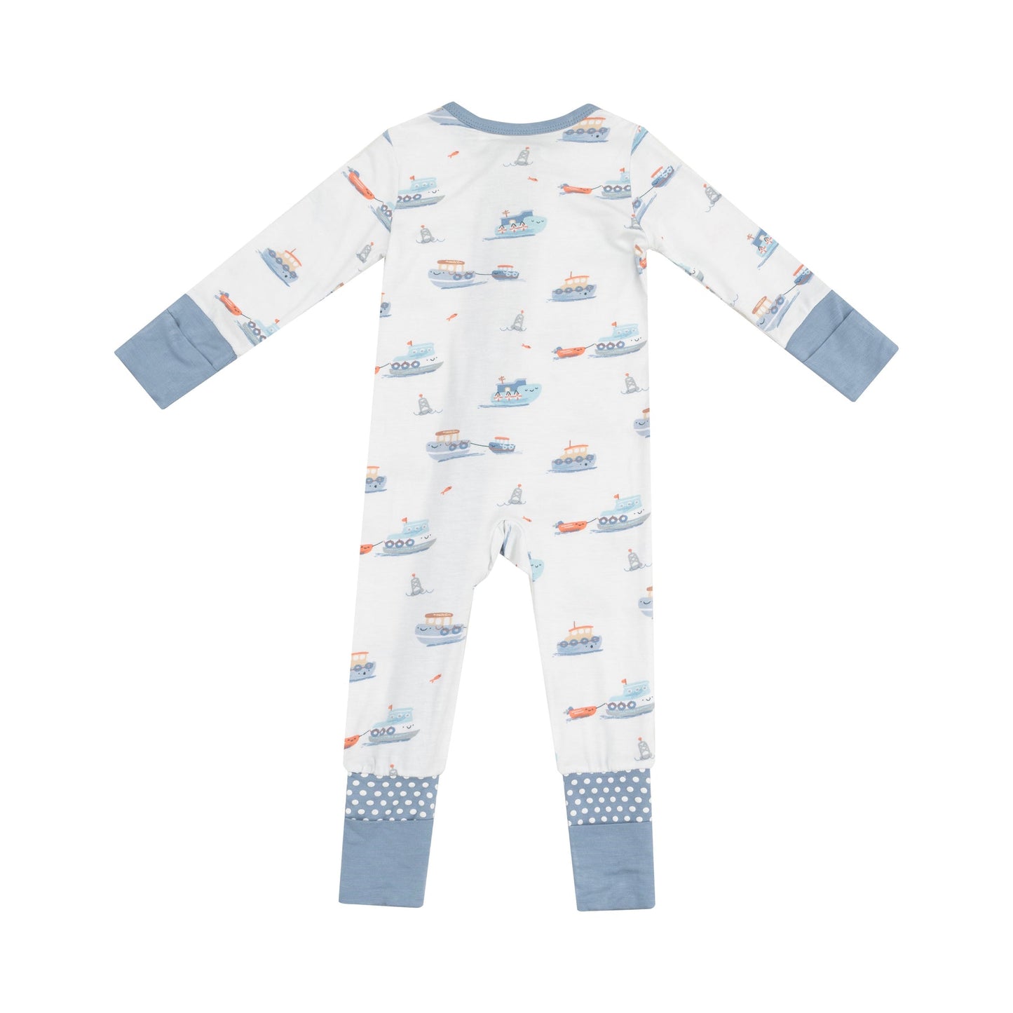 Bubbly Tugboats 2 Way Zipper Romper/Angel Dear