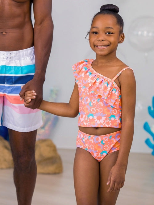 Coral Floral Tankini/Ruffle Butts