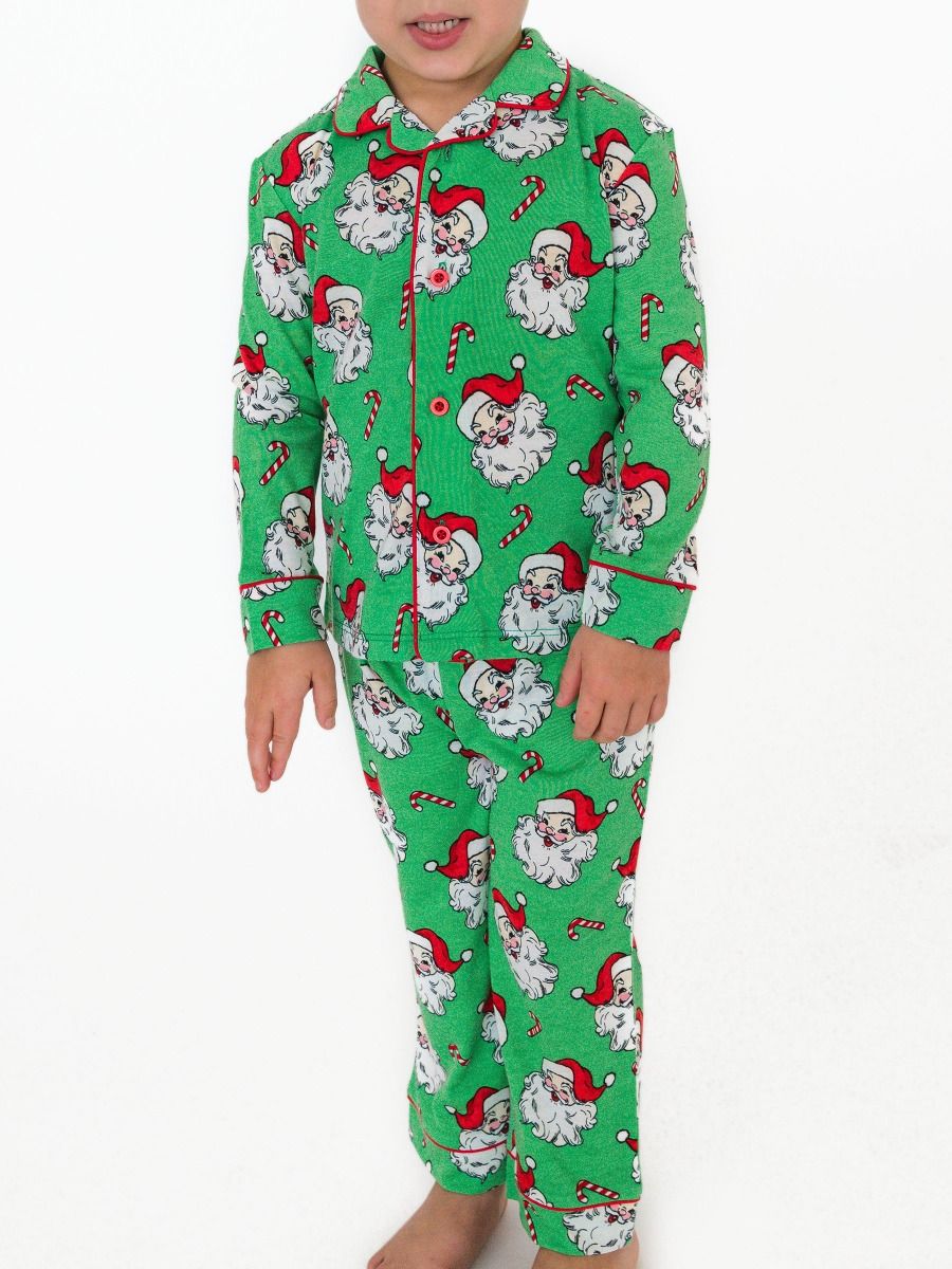 Santa Joy Button Up PJ Set/Rugged Butts