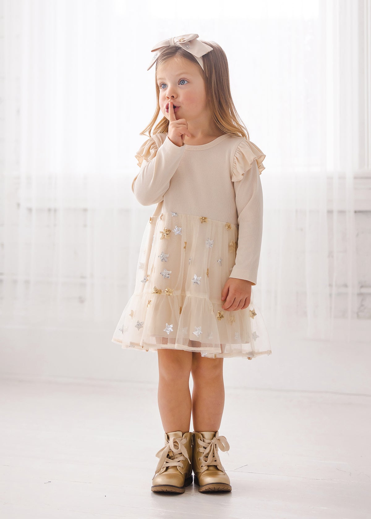 Star Knit & Tulle Dress/ IC