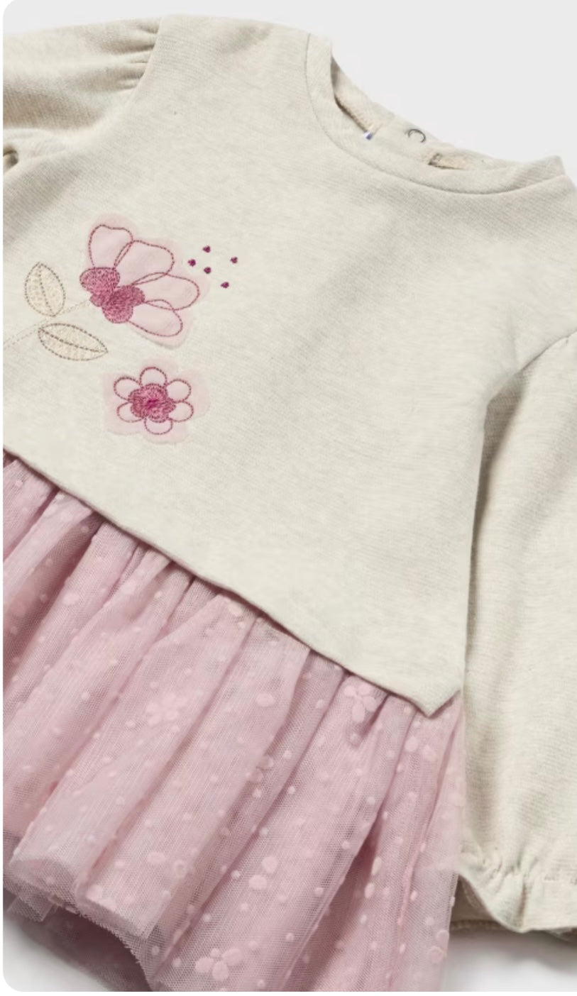 Mixed Tulle Flower Dress/Mayoral