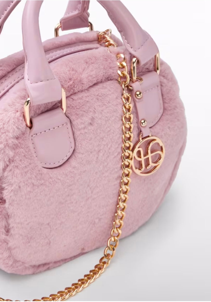 Pink Faux Shearling Bag/Abel & Lula