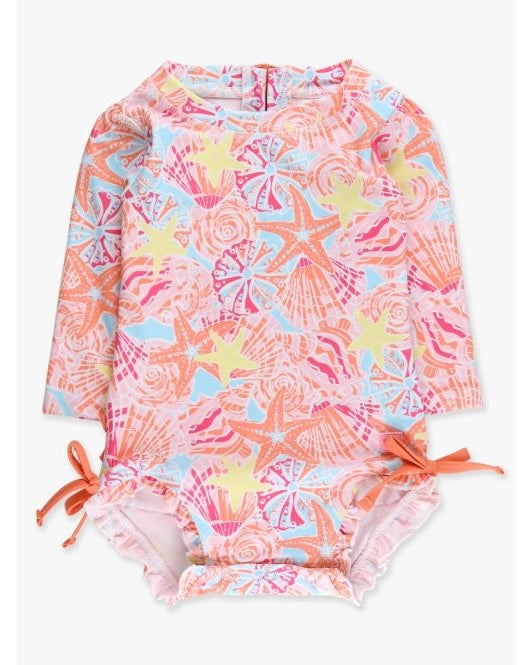Sunset Seashells L/S Rash Guard/Ruffle Butts