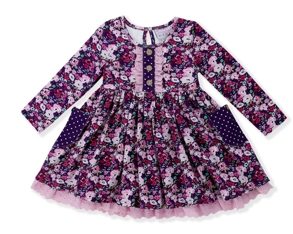 Pocket Eyelet Dress In Purple Pocket Eyelet Dress In Purple