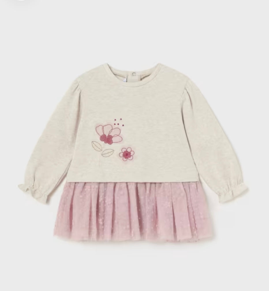 Mixed Tulle Flower Dress/Mayoral