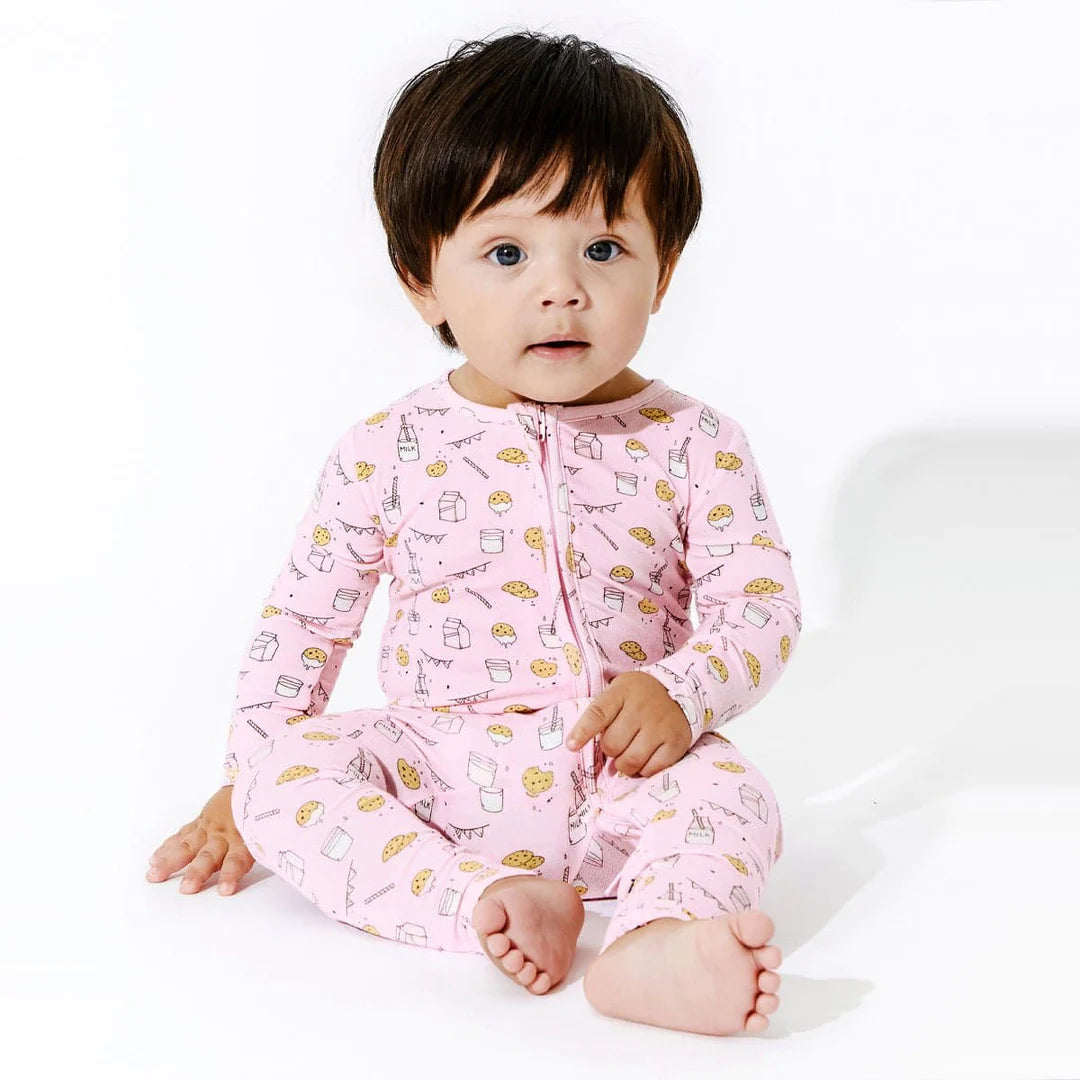 Milk & Cookies Pink Footie-Pink : Newborn