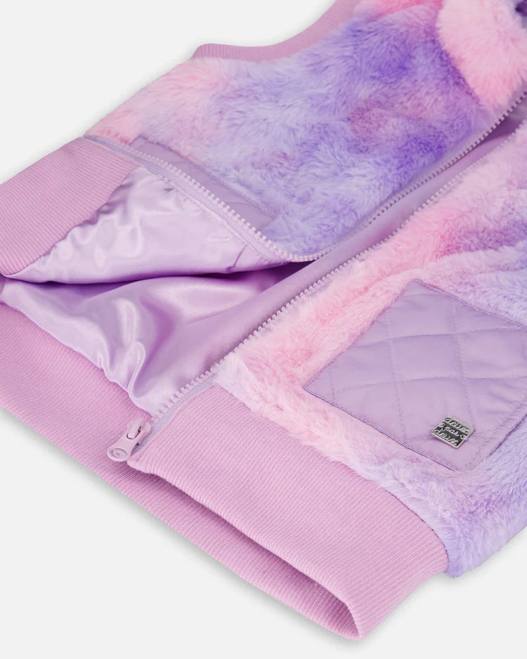 Tie Dye Faux Fur Vest/Deux Par Deux