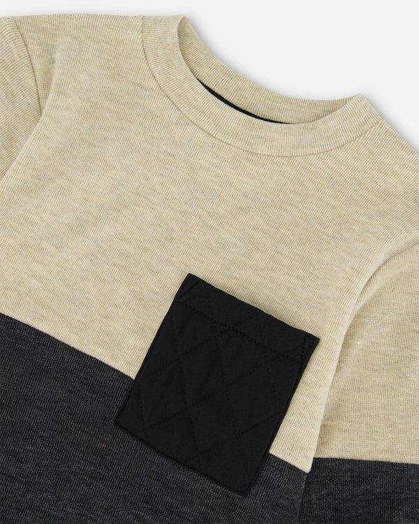 Quilted Pocket Jersey Top/Deux Par Deux
