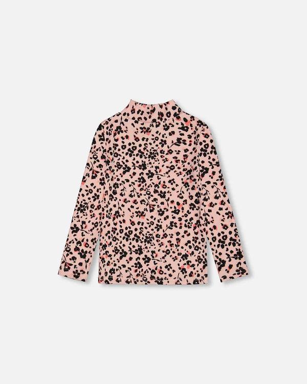 Floral Leopard Mock Neck Top/Deux Par Deux