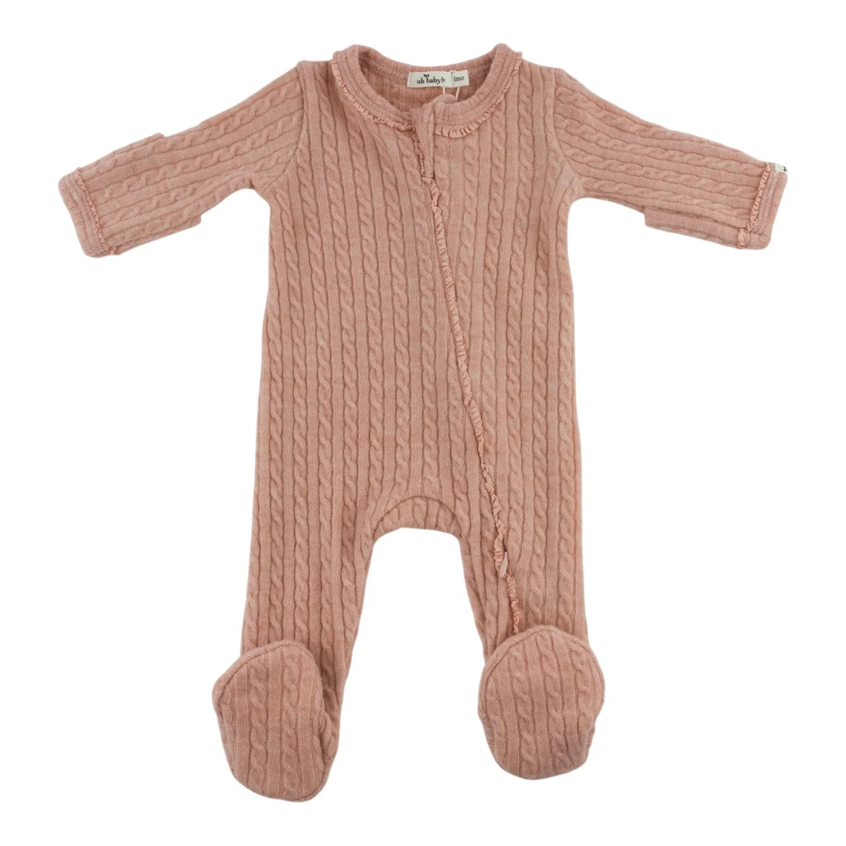 Cable Knit Ruffle Footie/Oh Baby