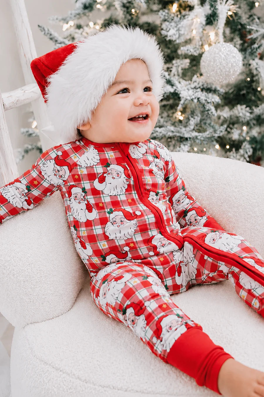 Cozy Claus Zipper Romper/Caden Lane