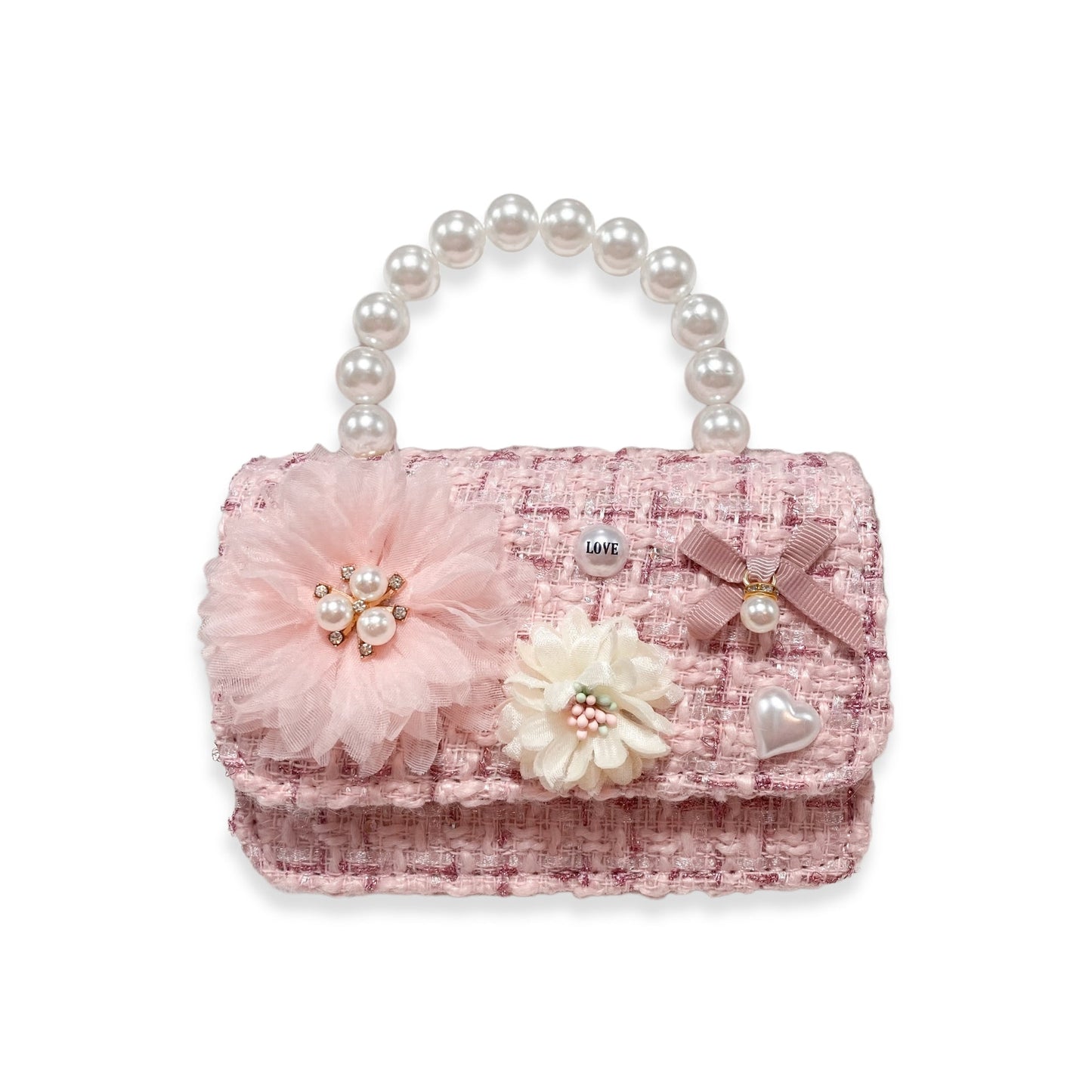 Floral Appliques Tweed Purse/Doe a Dear