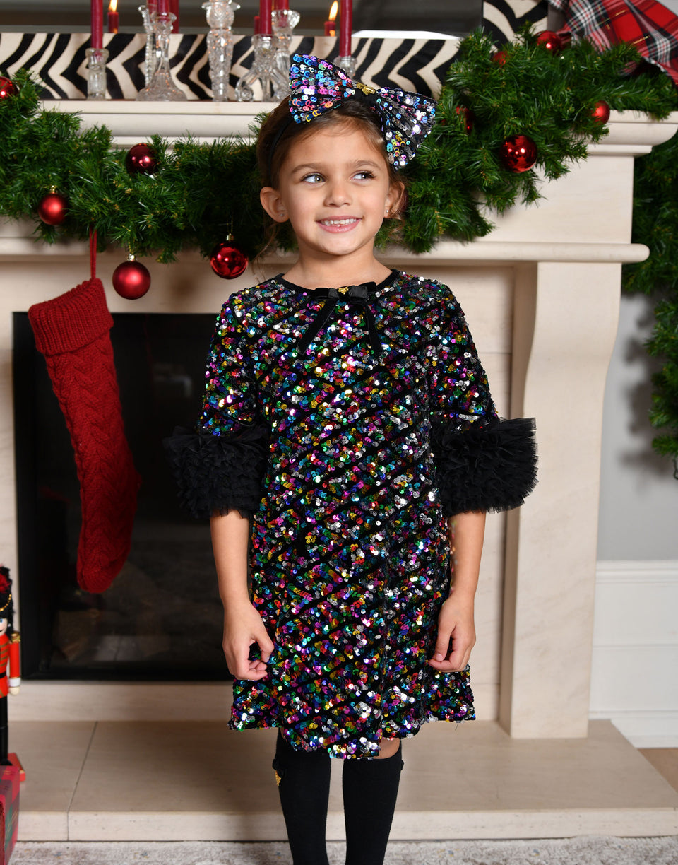 Meryl Ruffle Sleeves Sequin Dress/Angels Face