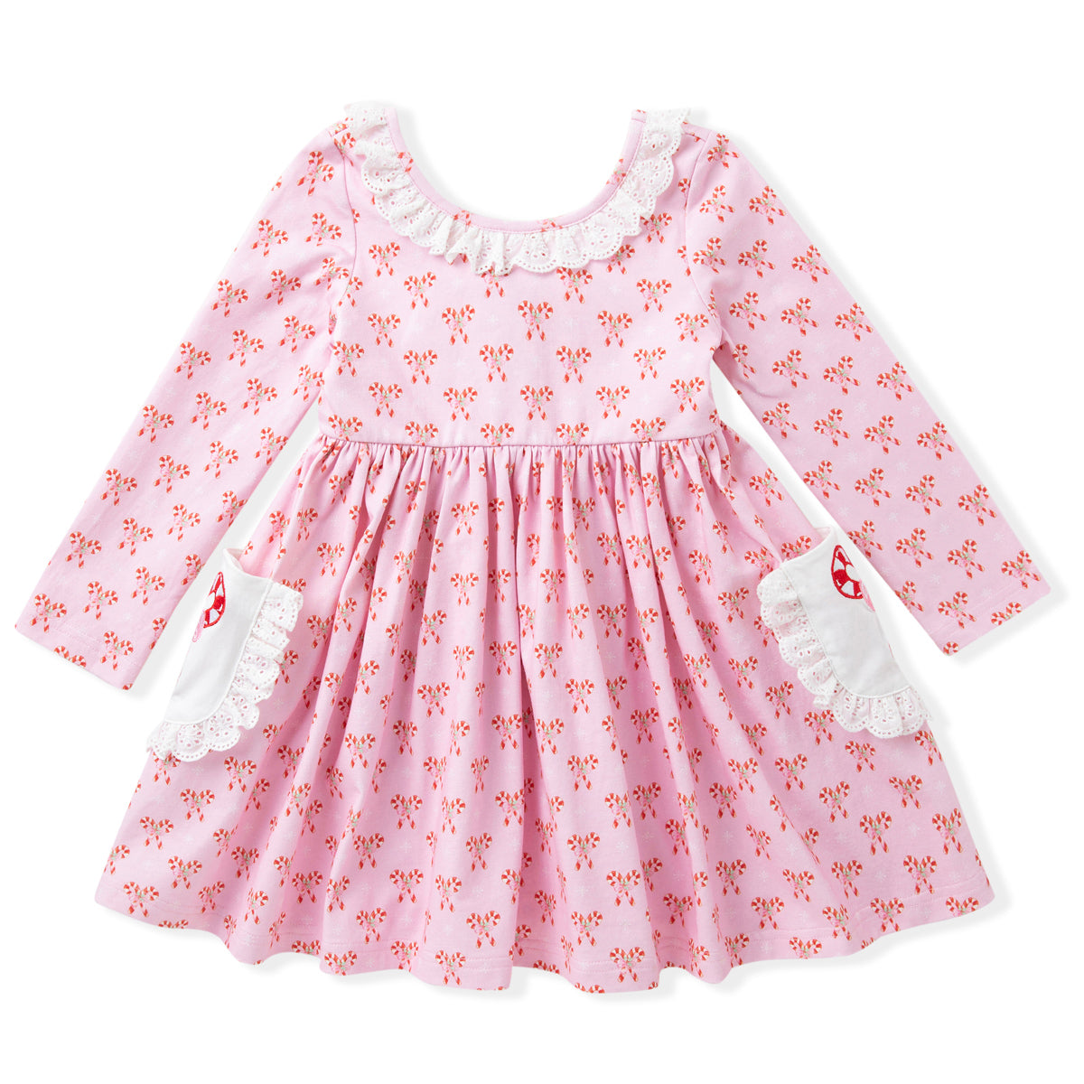 Candy Cane Embroidery Pocket Dress/Swoon Baby