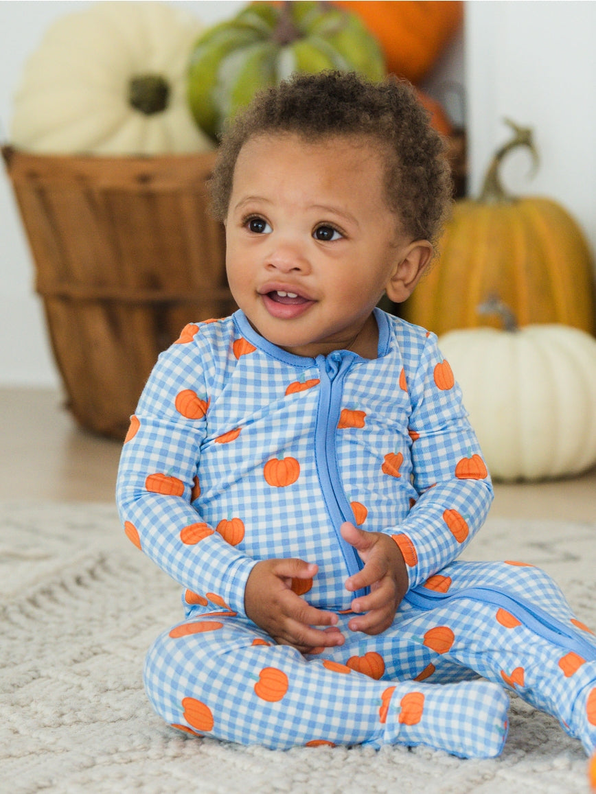 Pumpkin Patch Gingham Footie/Ruffle Butts