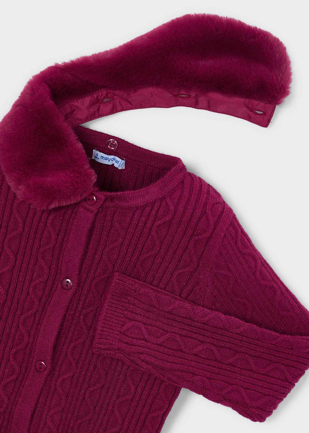 Faux Fur Collar Cardigan/Mayoral
