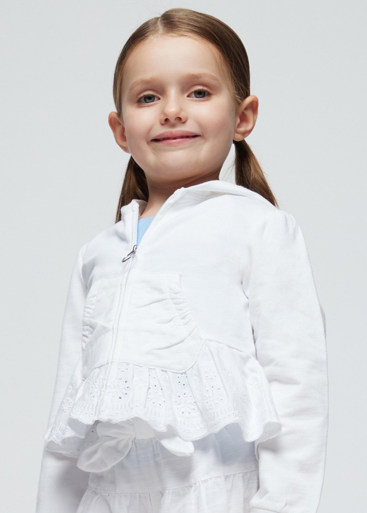 Girl Ruffled Zip Hoodie/Mayoral