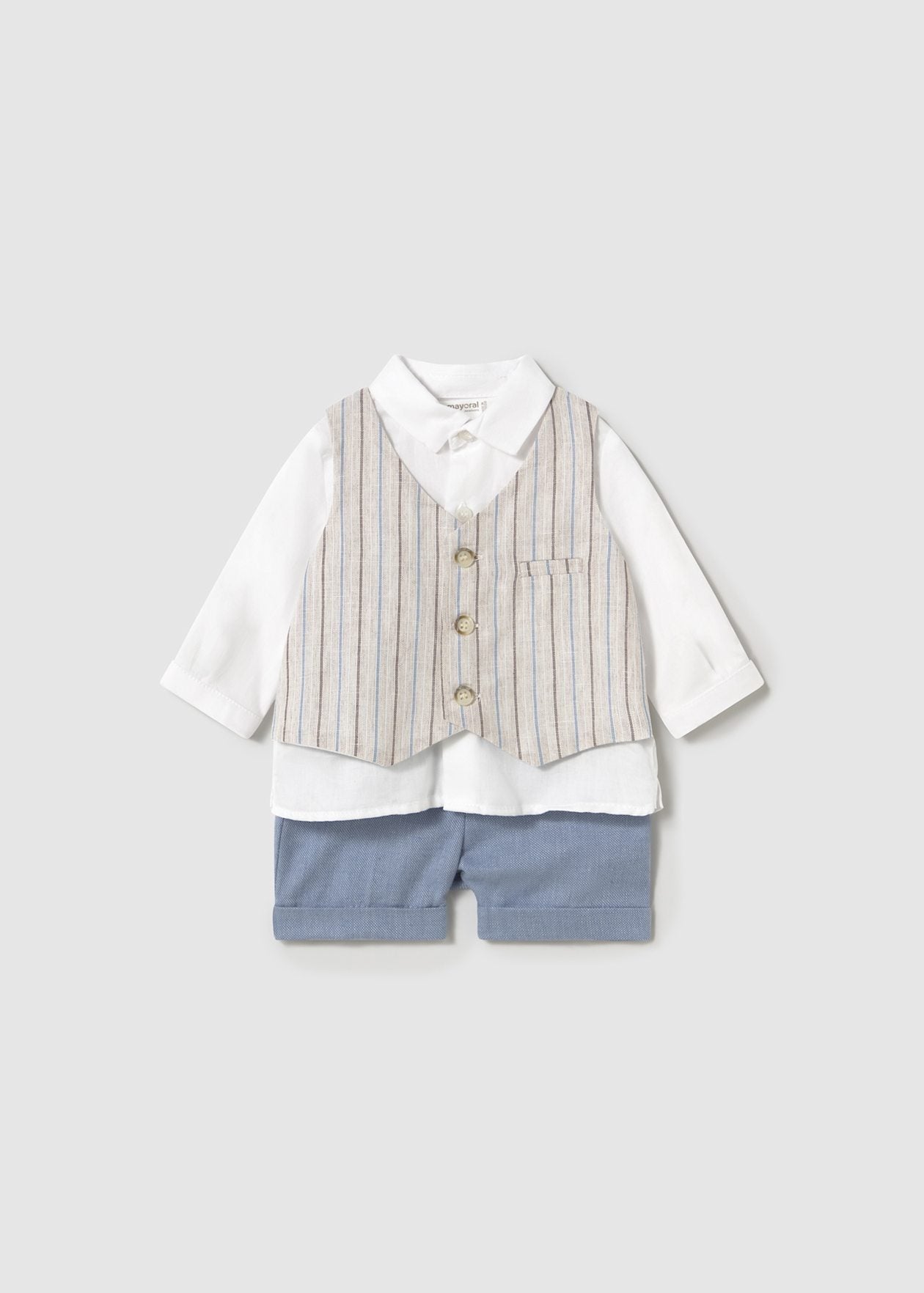 Linen Shorts, Shirt & Vest Set/Mayoral