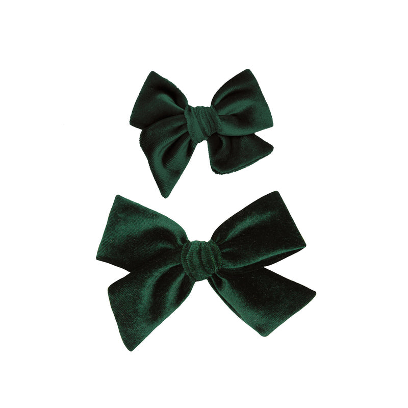 Velvet Emerald Bow Clip/Lou Lou