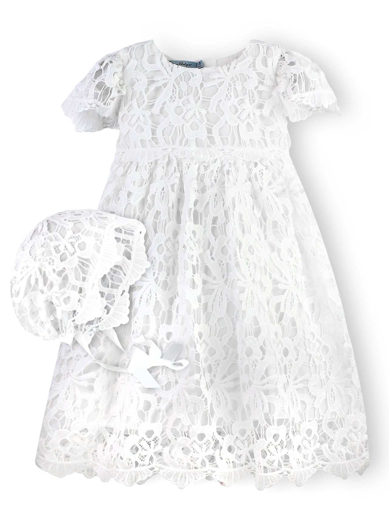 White Lace Christening Gown & Bonnet/Imagewear