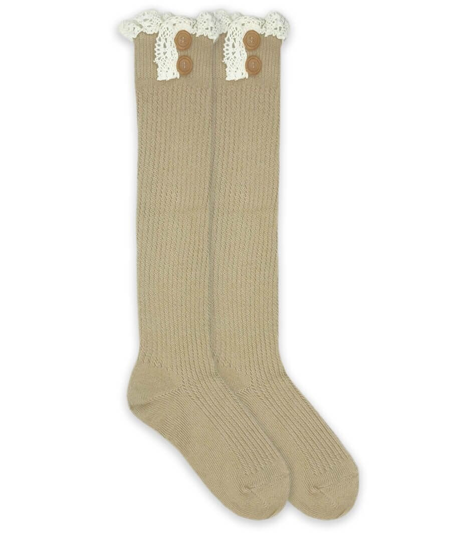 Jefferies Lace and Button Knee High Socks