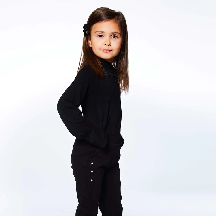 Long Sleeve Mock Neck Top Black/Deux Par Deux