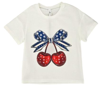 Rhinestone Patriotic Cherries Tee/ML Kids