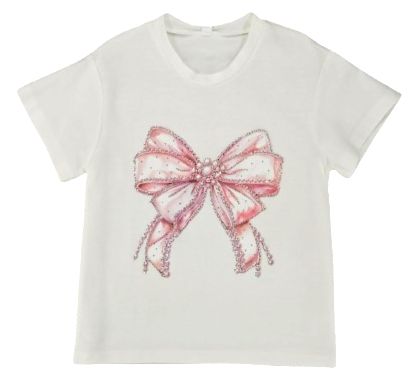 Rhinestone Bow Tee Short Set/ML Kids