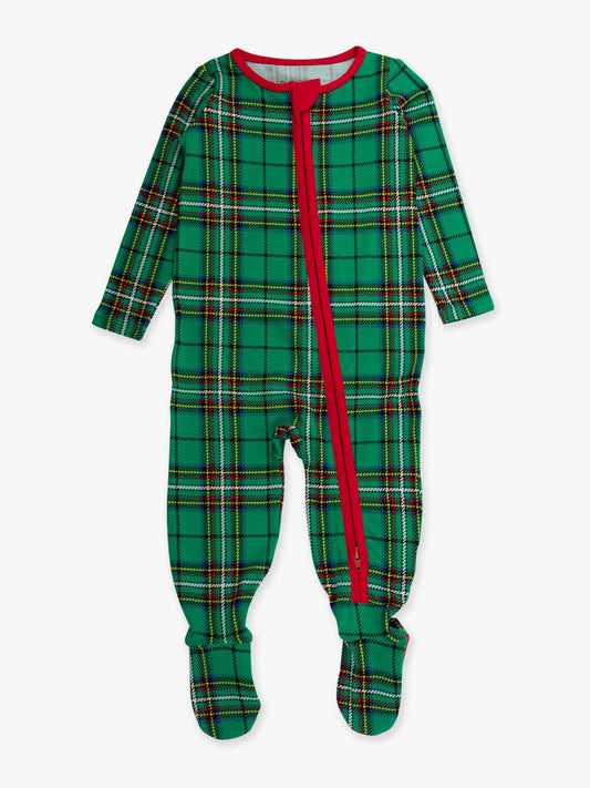 Green Nicholas Plaid Footie/Rugged Butts