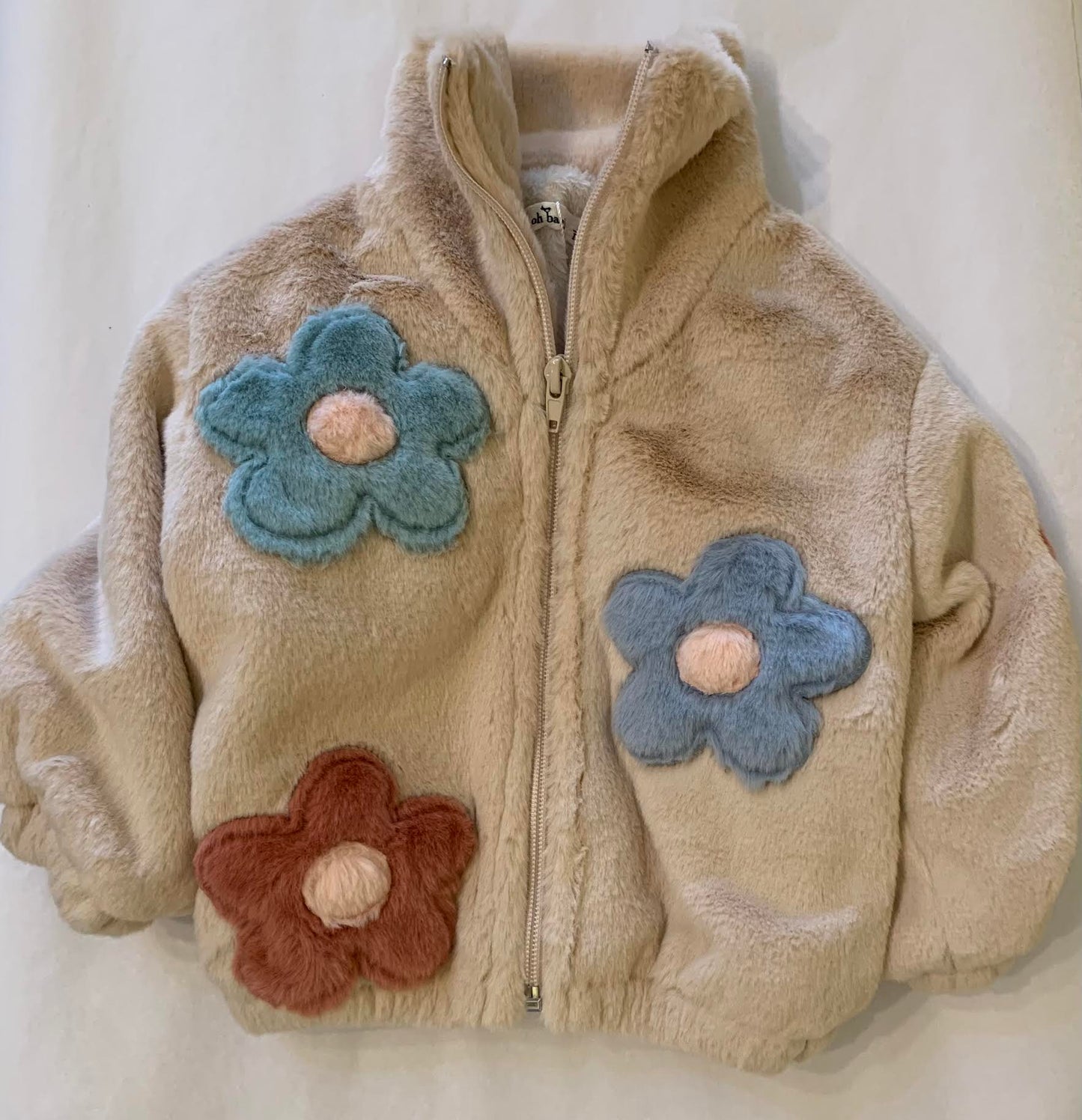 Multi Daisies Faux Fur Jacket/Oh Baby