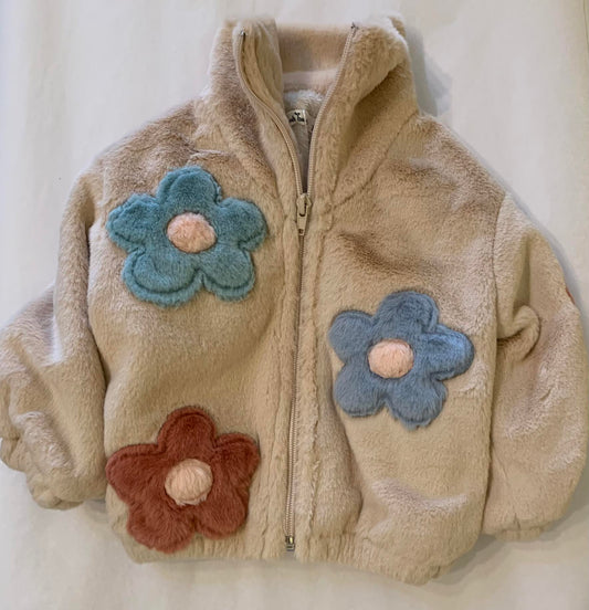 Multi Daisies Faux Fur Jacket/Oh Baby