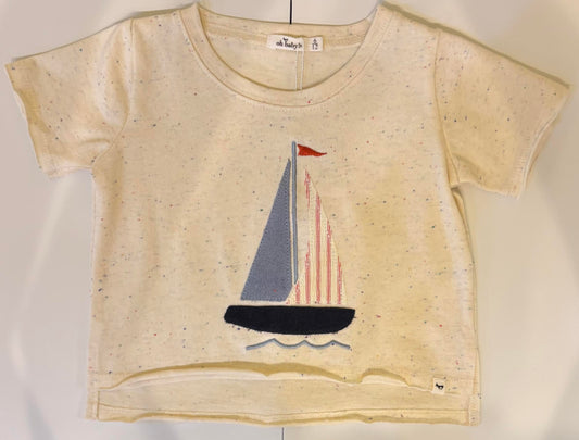 Sailboat Confetti Raw Edge Tee/Oh Baby