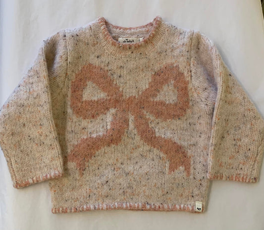 Bow Speckled Knit Pullover/Oh Baby