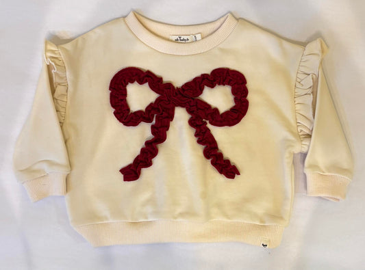 Berry Ruffle Bow Sweatshirt/Oh Baby