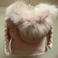 Pink Knit Fur Collar Coat/Leo King