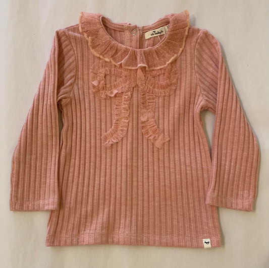 Ruffle Bow Ribbed L/S Tee/Oh Baby