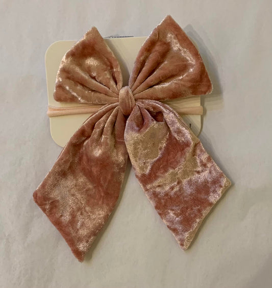 Crushed Velvet Bow Headband/Oh Baby