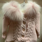Pink Knit Fur Collar Coat/Leo King
