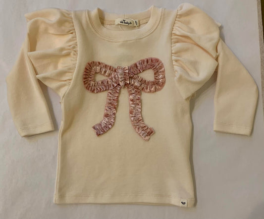 Pink Velvet Bow Tee/Oh Baby