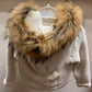 Ivory Knit Fur Collar Coat/Leo King