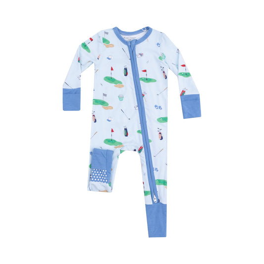 Golf Things Blue Zipper Romper