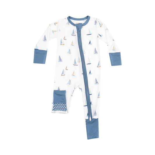 Sailboats Blue Zipper Romper/Angel Dear