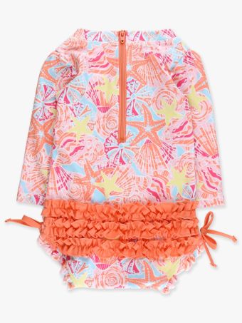 Sunset Seashells L/S Rash Guard/Ruffle Butts