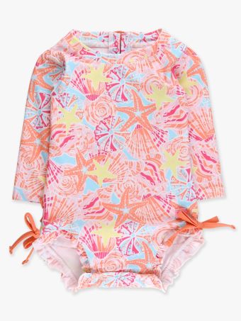 Sunset Seashells L/S Rash Guard/Ruffle Butts