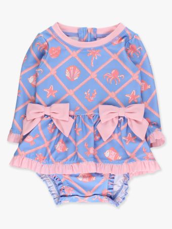 Tropical Trellis Bow Rash Guard/Ruffle Butts
