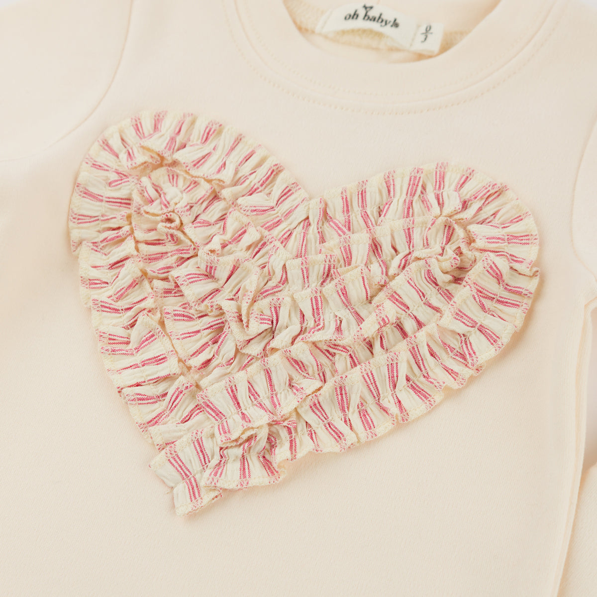 Stripe Ruffle Heart 2 Pc/Oh Baby