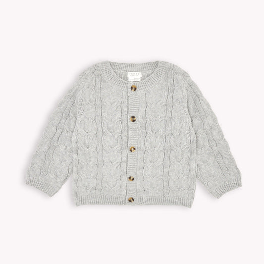 Grey Cardigan Knit Set/Petit Lem